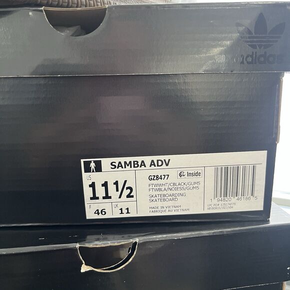 New Adidas Samba ADV Size 11.5 Us Men’s Sneakers White/Black Gum Style GZ8477 - Picture 9 of 9